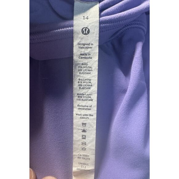 Lululemon Womens Sz 14 Scoop Neck Yoga Tank Top Grid Texture Dark Lavender - Picture 6 of 8